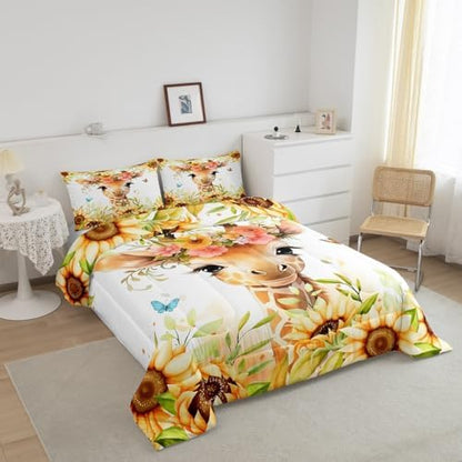 Feelyou Cute Giraffe Comforter Set Queen Size Boys Girls Teens