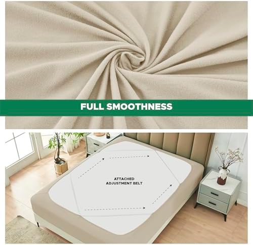 Box Spring Cover King Size-Light Camel Stretch Wrap Around Bed Skirt