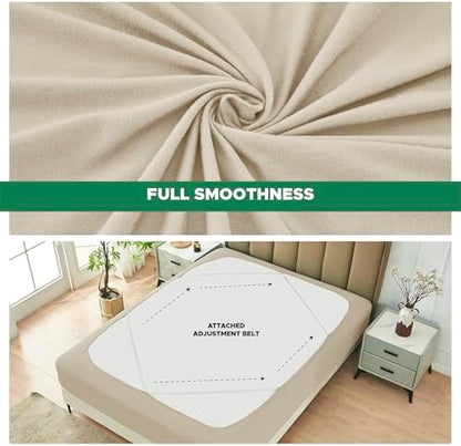 Box Spring Cover King Size-Light Camel Stretch Wrap Around Bed Skirt