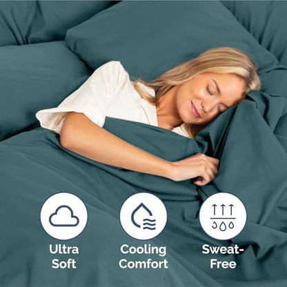 Split King Size 5 Piece Sheet Set - Ultra Soft & Cooling Sheets - Deep Teal