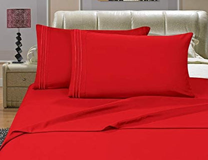 Luxurious Pillowcases on Amazon! Elegant Comfort 1500 Thread Count Wrinkle,Fade and Stain Resistant 2-Piece Pillowcases, King Size - Red