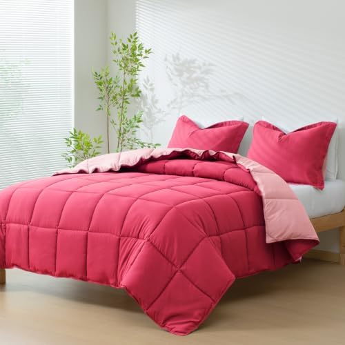 HIG 3pc Hot Pink Full Size Bedding Comforter Set Duvet Insert Blanket