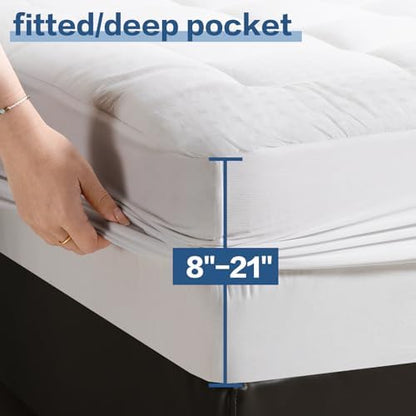LEISURE TOWN Cotton King Mattress Pad Fitted Quilted Mattress Cover,White