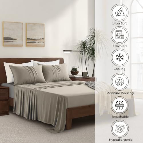 |King Size Sheet Set | Organically Grown | Ultra Soft & Cooling |100% Viscose | 17" Deep Pocket [Cocoa]