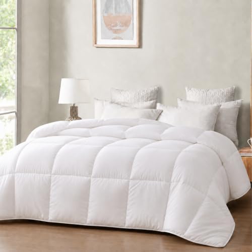 Dorrin Nessin Bamboo Down Alternative Comforter Duvet Inserts Queen All Season, Ultra Soft Double Brushed Microfiber Shell, Classic Box Stitched with 8 Corner Tabs 90x90 AS