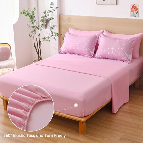 Dinjoy Girls Comforter Set 5 Pieces, Twin Size Colorful Ombre Rainbow Bedding Set, Bed in A Bag for Kid Teen Girls (1 Comforter, 1 Flat Sheet, 1 Fitted Sheet, 1 Pillow Shams, 1 Pillowcases)