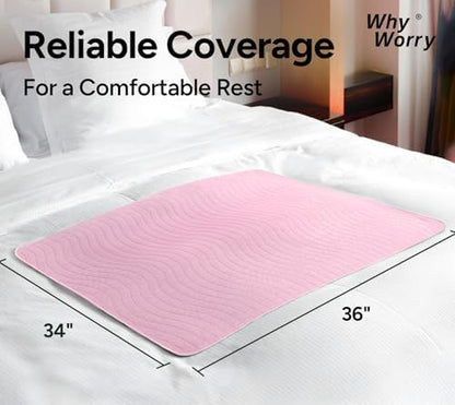 WHYWORRY Washable Bed Pads for Adult Incontinence, 34"x36", Pink, 4 Count