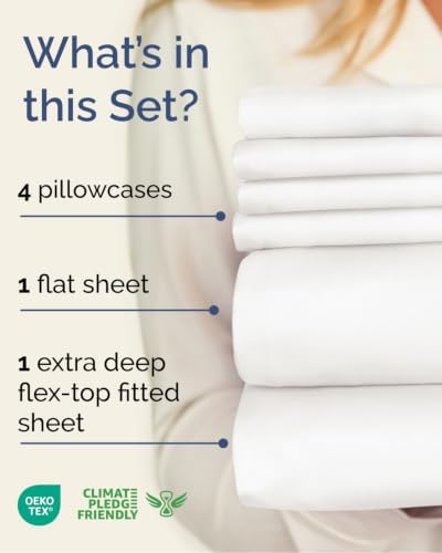 Flex Top Split Head King 6 Piece Sheet Set - Soft & Cooling - Antique White