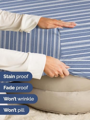 CGK Linens Extra Deep King Fitted Sheet - Fitted Sheet Only - Blue Stripes