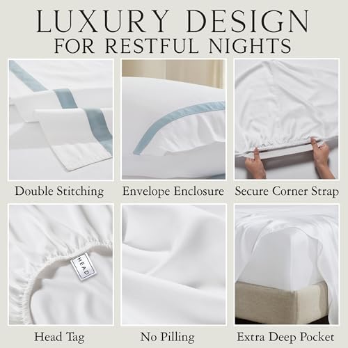 KARISSA MAE 7 Piece Luxury Bamboo Viscose Split King Sheets, FSC Certified