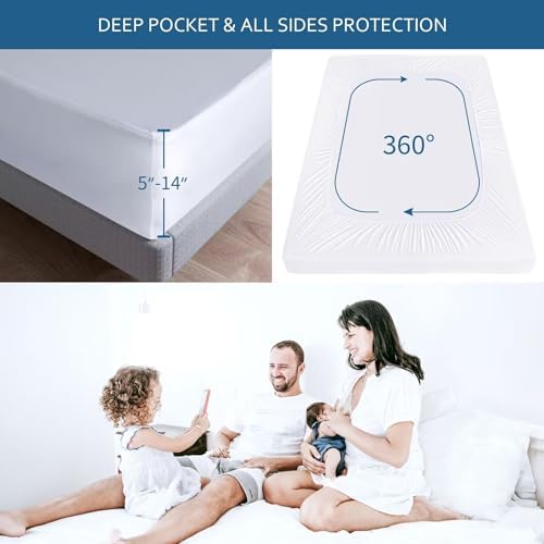 Moonsea Waterproof Mattress Protector Full Size,Mattress Cover Protector, Smooth Top Mattress Protector for Kids, Breathable Skin Friendly and Noiseless Fitted Sheet,Full Size,Polyester (Pack of 2)