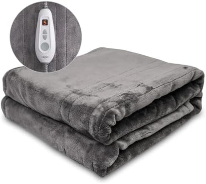 RoyalCraft Heated Blanket 50" x 60", Fast Heating Thorw with 10 Heating Levels & 0.5-12 Hour Auto-Off, ETL Certified, Machine Washable, 5 Year Warranty, Grey