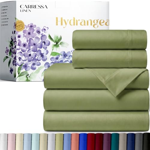 Carressa Linen 600 Series Split King Sheets for Adjustable Bed, Sage Green