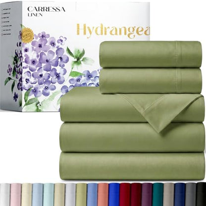Carressa Linen 600 Series Split King Sheets for Adjustable Bed, Sage Green