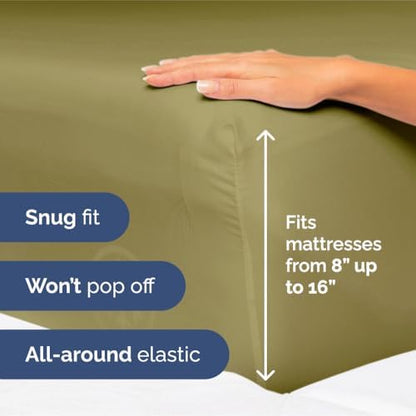King Size 4 Piece Sheet Set - Ultra Soft & Cooling Sheets - Olive Yellow