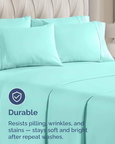 King Standard Pillow Cases Set of 8 - Soft Pillowcase Covers - Spa Blue