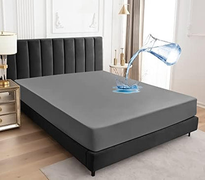 Sufdari King Size Mattress Protector,Waterproof Mattress Cover,18" Deep Pocket Mattress Protector,Dust Proof Bed Protector for Dogs/Cats/Pets/Kids-Gray,King