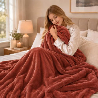 Electric Heated Blanket 72"x84" Full Size, Brick Red
