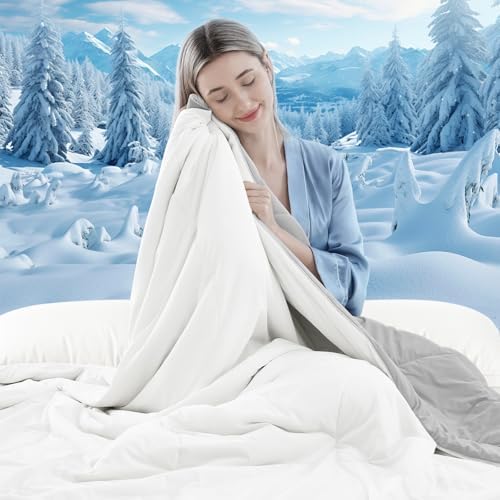 Cooling Comforter Queen Size for Hot Sleepers，80″x90″, White