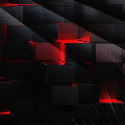 Nttopship Neon Red Black Comforter Set King Geometric Kids Bedding Set,3 PCS Geometry Honeycomb Bed Set Modern Quilt Set 1 Comforter 2 Pillow Cases Cool Room Decor All Season B-Side Black