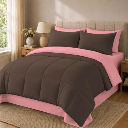 Anluoer King Size Comforter Set, 7 Piece Bed in a Bag King Bedding Sets
