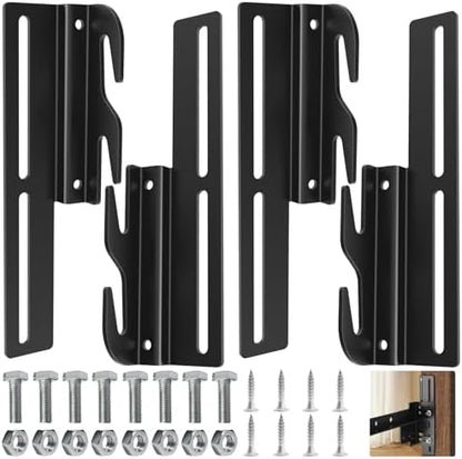 4 PCS Headboard Adapter Brackets for Metal Bed Frame, Bolt-On to Hook-On