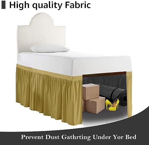 Crown Collection 30 Inch Drop Twin XL Size Dorm Bed Solid Bed Skirt Stylish Ruffled Pattern Split Corner Easy Fit Easy Care Fade & Wrinkle Resistant- Micorfiber Fit