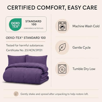 CozyLux King Size Comforter Set Purple - 7 Pieces Bed in a Bag