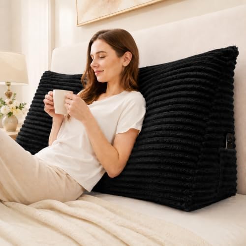Headboard Pillow Queen, Headboard Wedge Pillow, Black