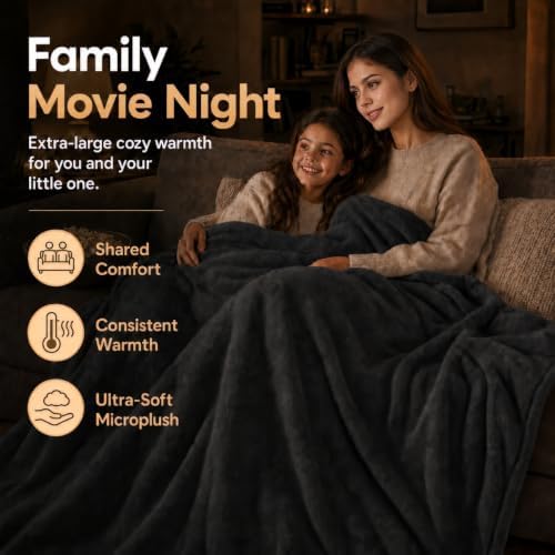 Electric Heated Blanket 72"x84" Full Size, Iron Grey
