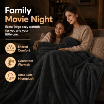 Electric Heated Blanket 72"x84" Full Size, Iron Grey