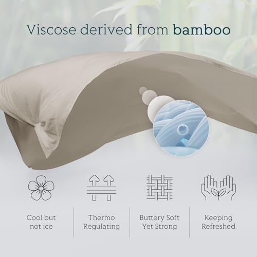 Cooling Sheets Set Full Size, Viscose Derived from Bamboo for Hot Sleepers | Deep Pocket Up to 15 Inch | Silky Soft & Breathable Bedding - 4PC (Full, Wheat)