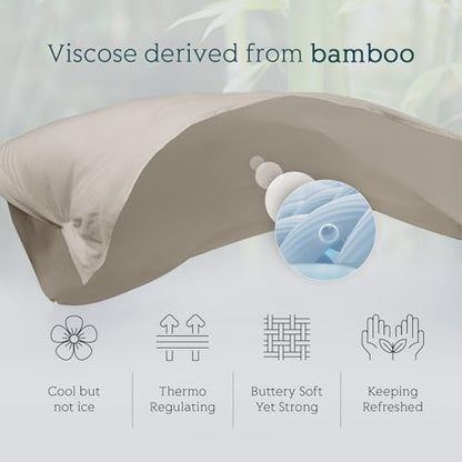 Cooling Sheets Set Full Size, Viscose Derived from Bamboo for Hot Sleepers | Deep Pocket Up to 15 Inch | Silky Soft & Breathable Bedding - 4PC (Full, Wheat)