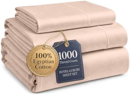 LANE LINEN Twin Sheets Set 100% Egyptian Cotton Sateen - Sepia Rose