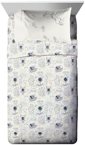 Harry Potter Twin Comforter Set 5 Piece Soft Fantasy Bedding, Beige