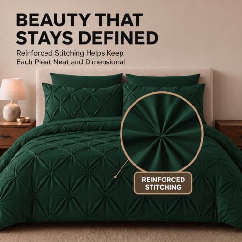 HIMEET Full Size Comforter Set Emerald Green - 7 Pieces Bed in a Bag