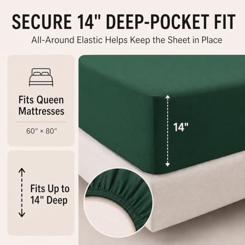 CozyLux Oversized Queen Comforter Set Emerald Green - 7 Pieces Bed in a Bag