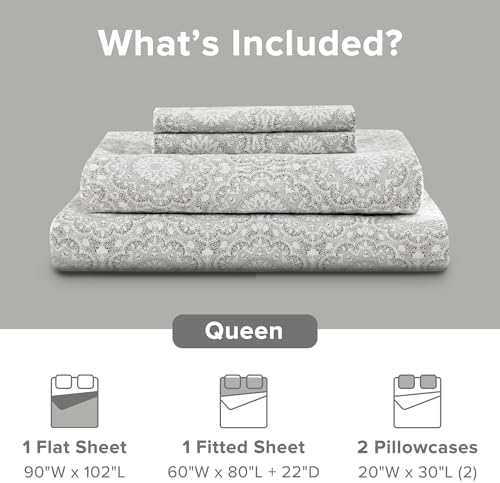 Comfort Spaces 100% Cotton Percale Sheets King Extra Deep Pocket 4 Piece