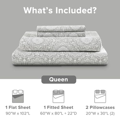 Comfort Spaces 100% Cotton Percale Sheets King Extra Deep Pocket 4 Piece