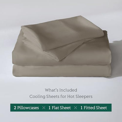 Cooling Sheets Set Full Size, Viscose Derived from Bamboo for Hot Sleepers | Deep Pocket Up to 15 Inch | Silky Soft & Breathable Bedding - 4PC (Full, Simply Taupe)