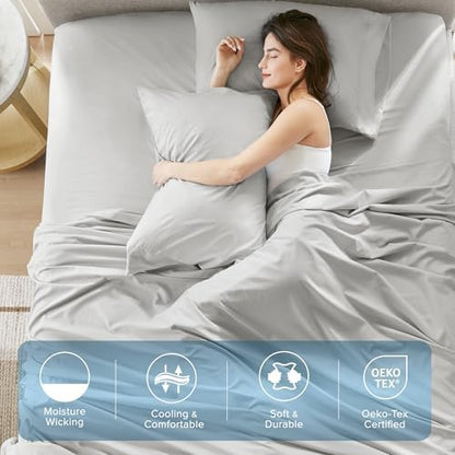 Comfort Spaces Coolmax Moisture Wicking Sheet Set, Queen Extra Deep Pocket