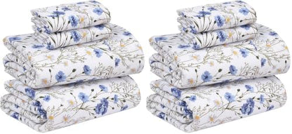 RUVANTI 100% Cotton Percale Sheets Queen Size, Sweet Pea (Pack of 2)