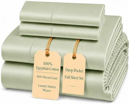 100% Cotton Bed Sheets Full Size Bed Set, 4 PC Full Sheet Set - Seafoam