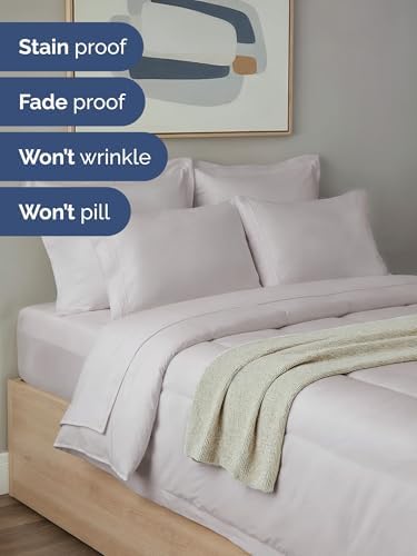 Full Comforter Set - 7 Piece Bed in a Bag Full Size Bed Set - Light Grey