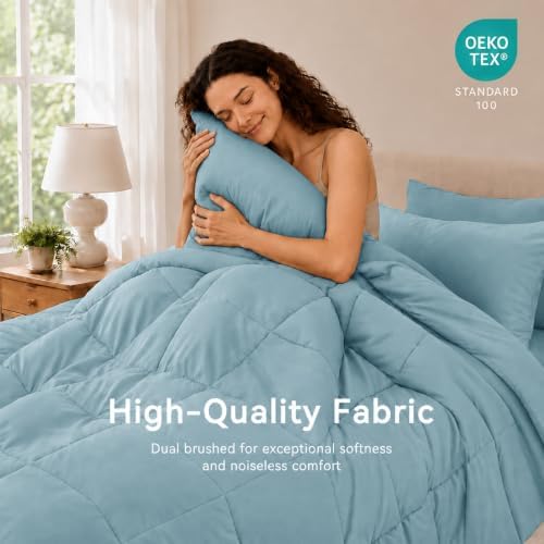 Anluoer California King Comforter Set, 7 Piece Bed in a Bag Bedding Set