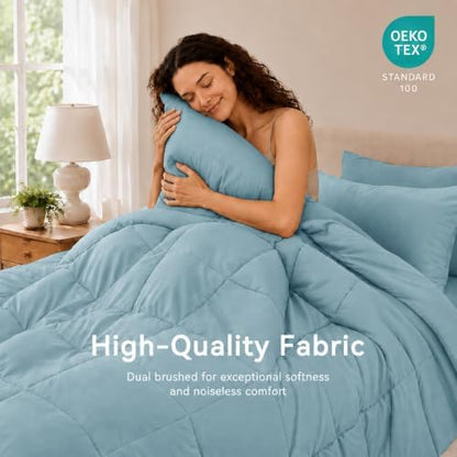 Anluoer California King Comforter Set, 7 Piece Bed in a Bag Bedding Set