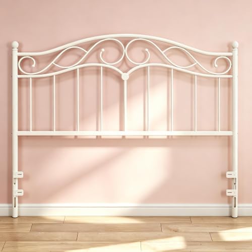 Queen Size Headboard Only, Vintage Metal Headboard for Queen Bed White