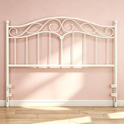 Queen Size Headboard Only, Vintage Metal Headboard for Queen Bed White