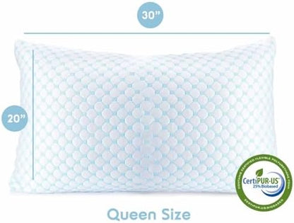 Nestl Cooling Pillow for Sleeping 4 Pack, Luxury Shredded Memory Foam Pillows Queen Size, Adjustable Cold Gel Pillows for Hot Sleepers Supportive Cool Pillow for Side Back Stomach Sleepers