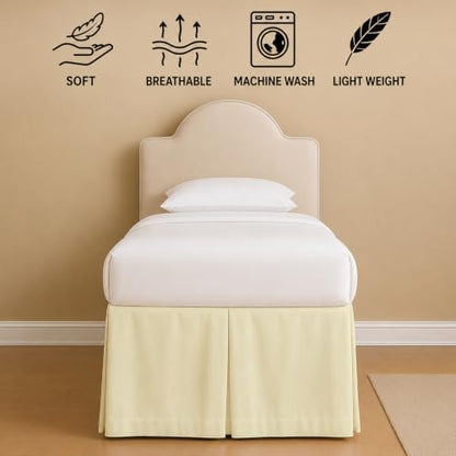 eBeddy Linens Split Corner Dorm Bed Skirt Twin XL – 42 Inch Drop, 100% Microfiber, Extra Long Bed Skirt for College Dorm, Platform Style, Ivory Solid, Hidden Storage Solution, Easy Fit